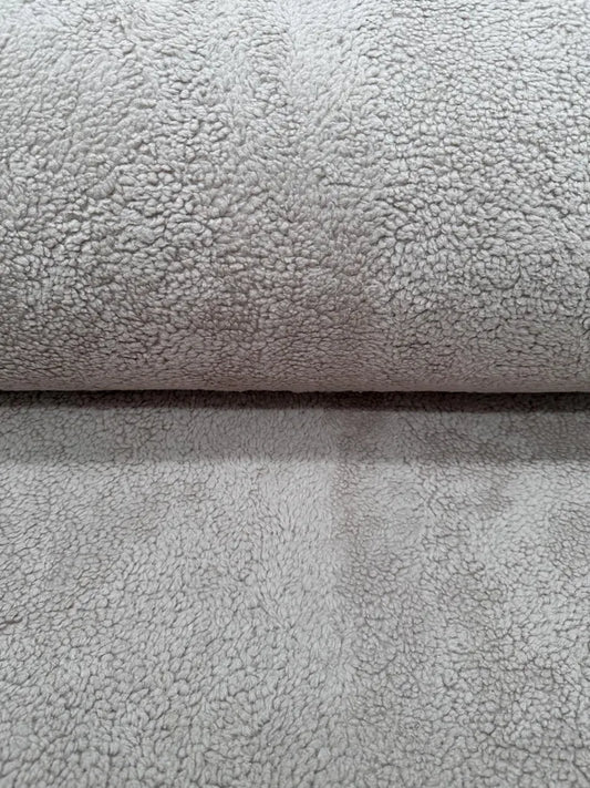 Stoff Baumwollteddy Teddyfleece taupe graubeige Meterware