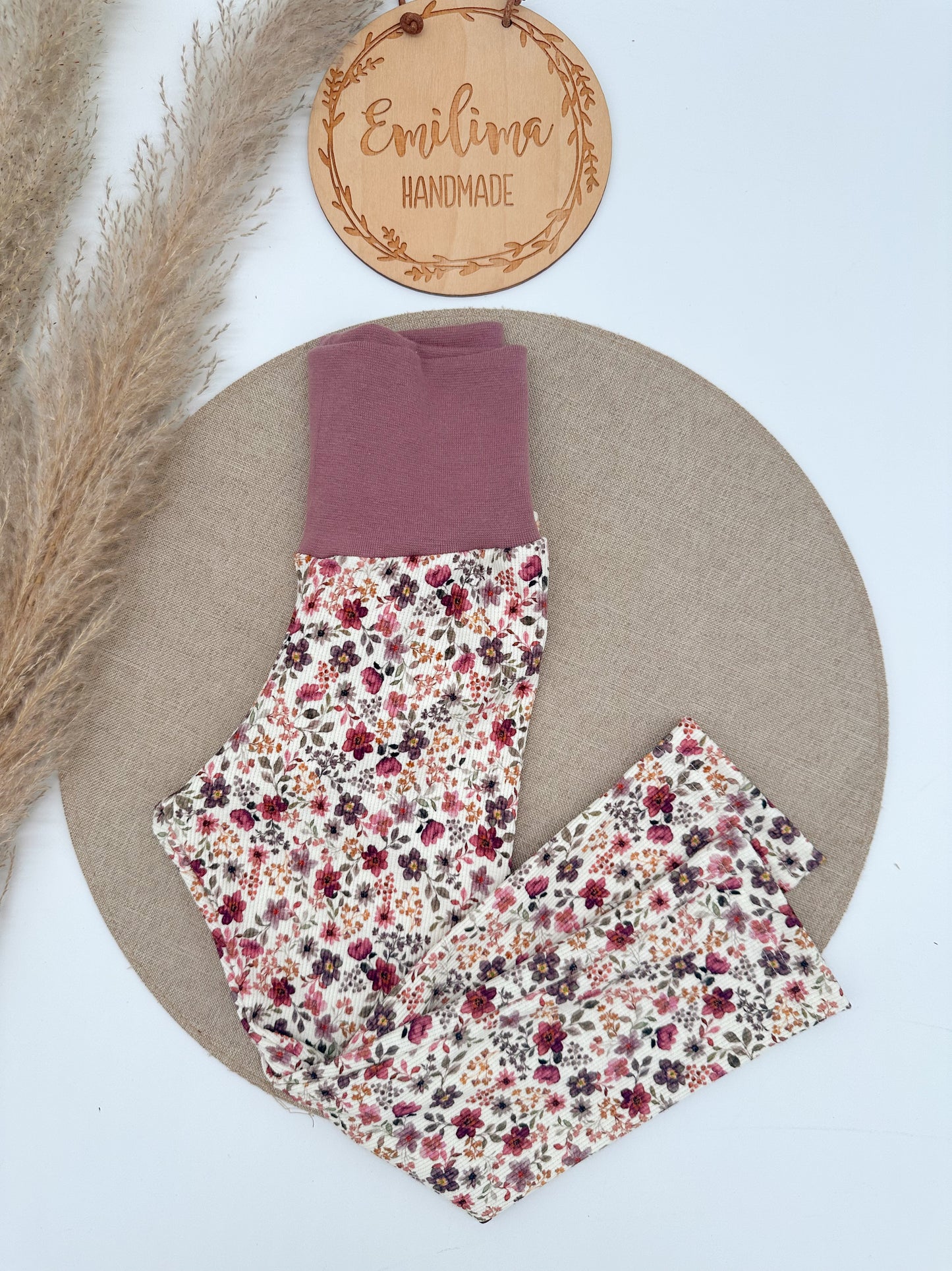 Rib Leggins Blumenwiese Bordeaux
