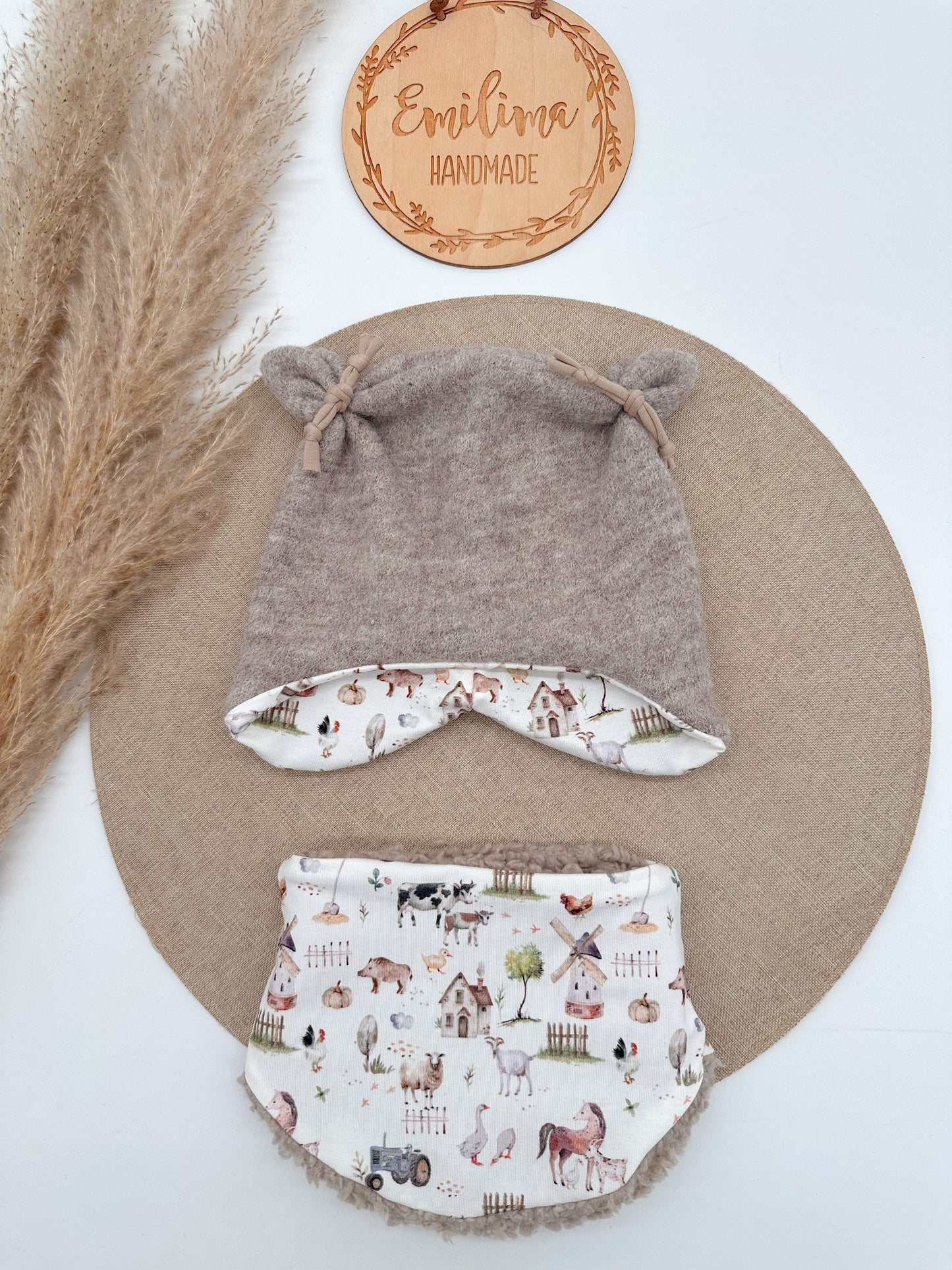 Walkset Wintermütze & Halssocke Motive Teddy