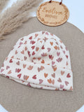 Hipster Beanie Herzen Naturtöne