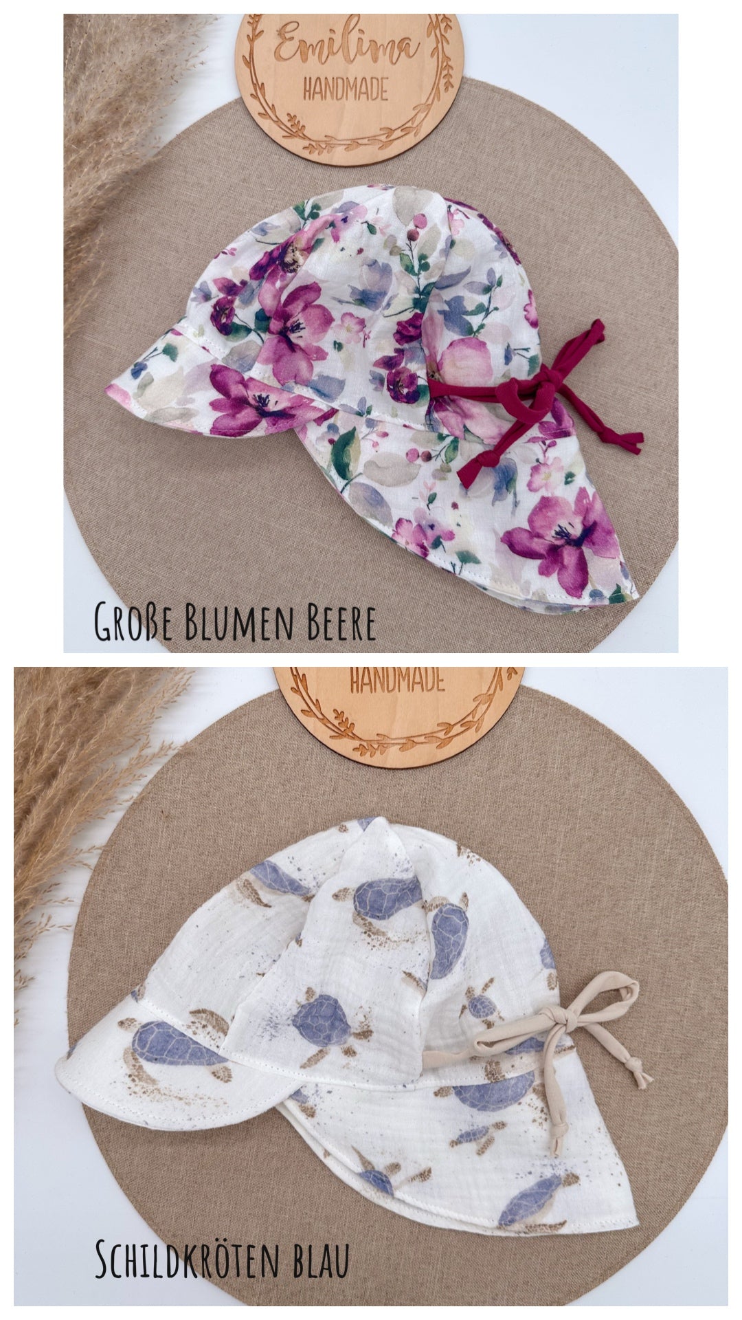 Sonnenhut Musselin Motive Baby Kleinkind Nackenschutz Schirmchen