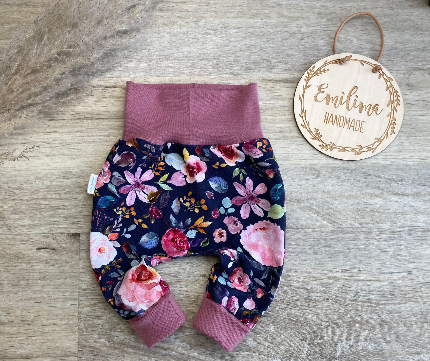 Pumphose Baggypants Baby bunte Blumen blau altrosa Mädchen