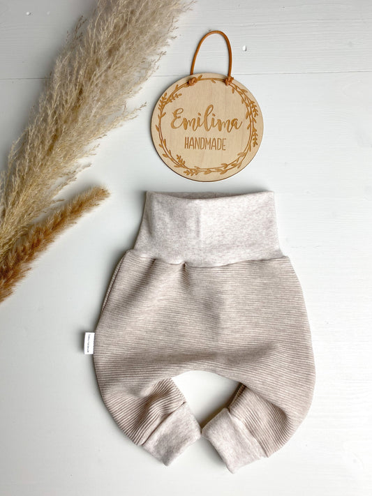 Pumphose Schlupfhose Baggyhose Rippjersey Beige Sand meliert Baby Kleinkind