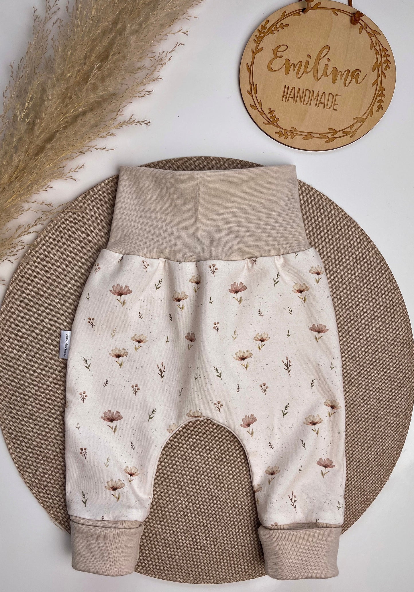 Pumphose Baggypants Baby Kleinkind Mädchen Boho Flowers cremebeige sand