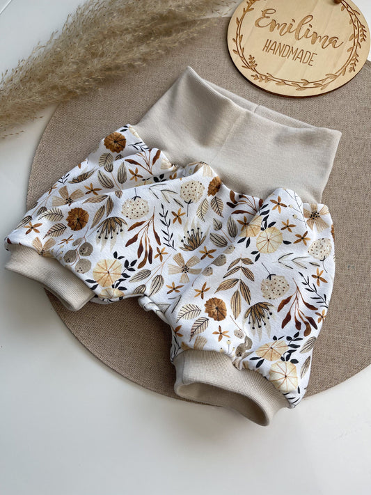 Kurze Pumphose Sand Blumen Mädchen Babyhose