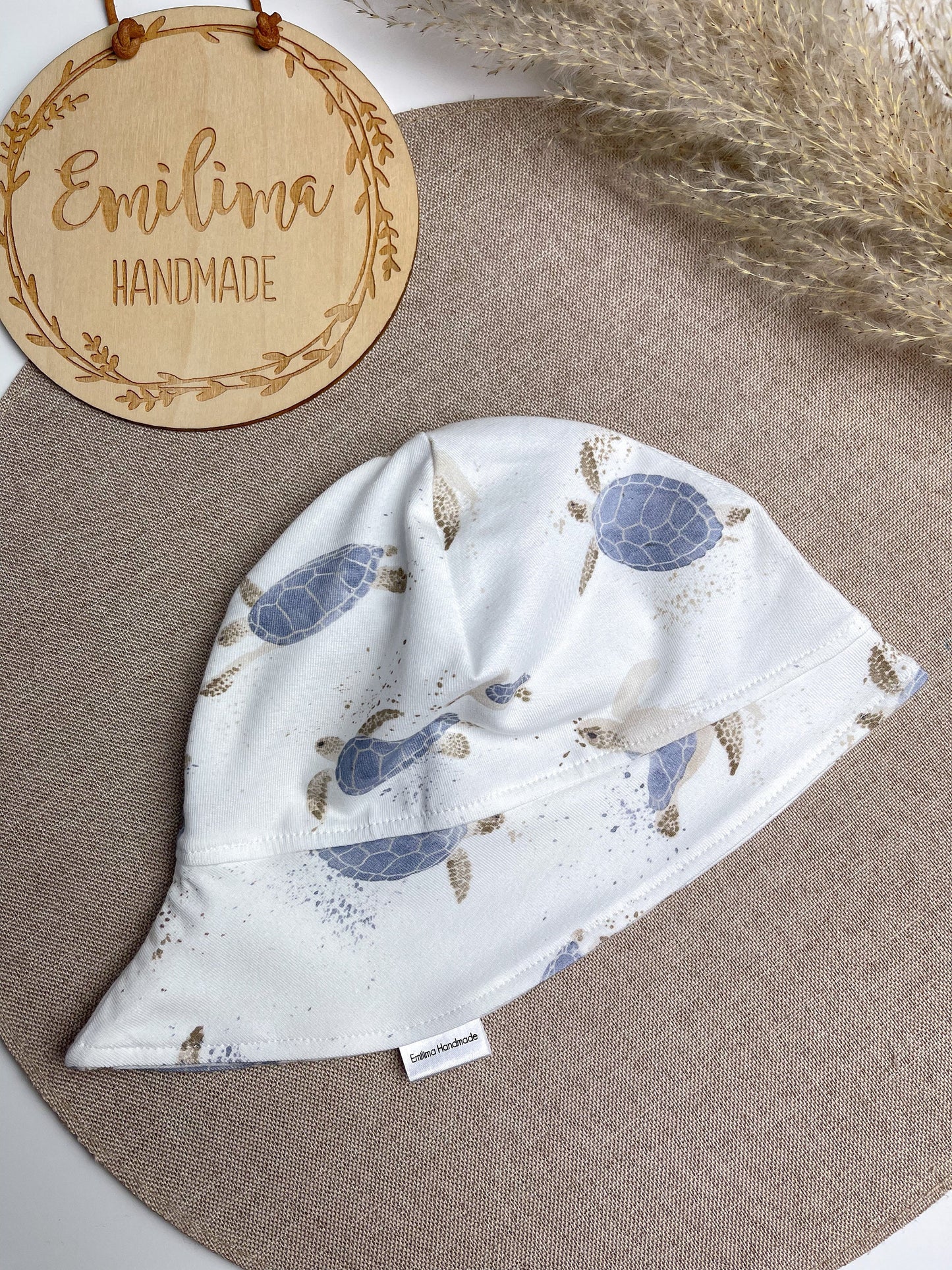 Sonnenhut Sommermütze Nackenschutz Baby Kleinkind Sonnenmütze Blumen Zweige Jersey Floral