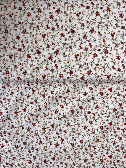 Jersey Stoff Streublümchen weiß rosa rot gelb  Flowers Baumwolljersey