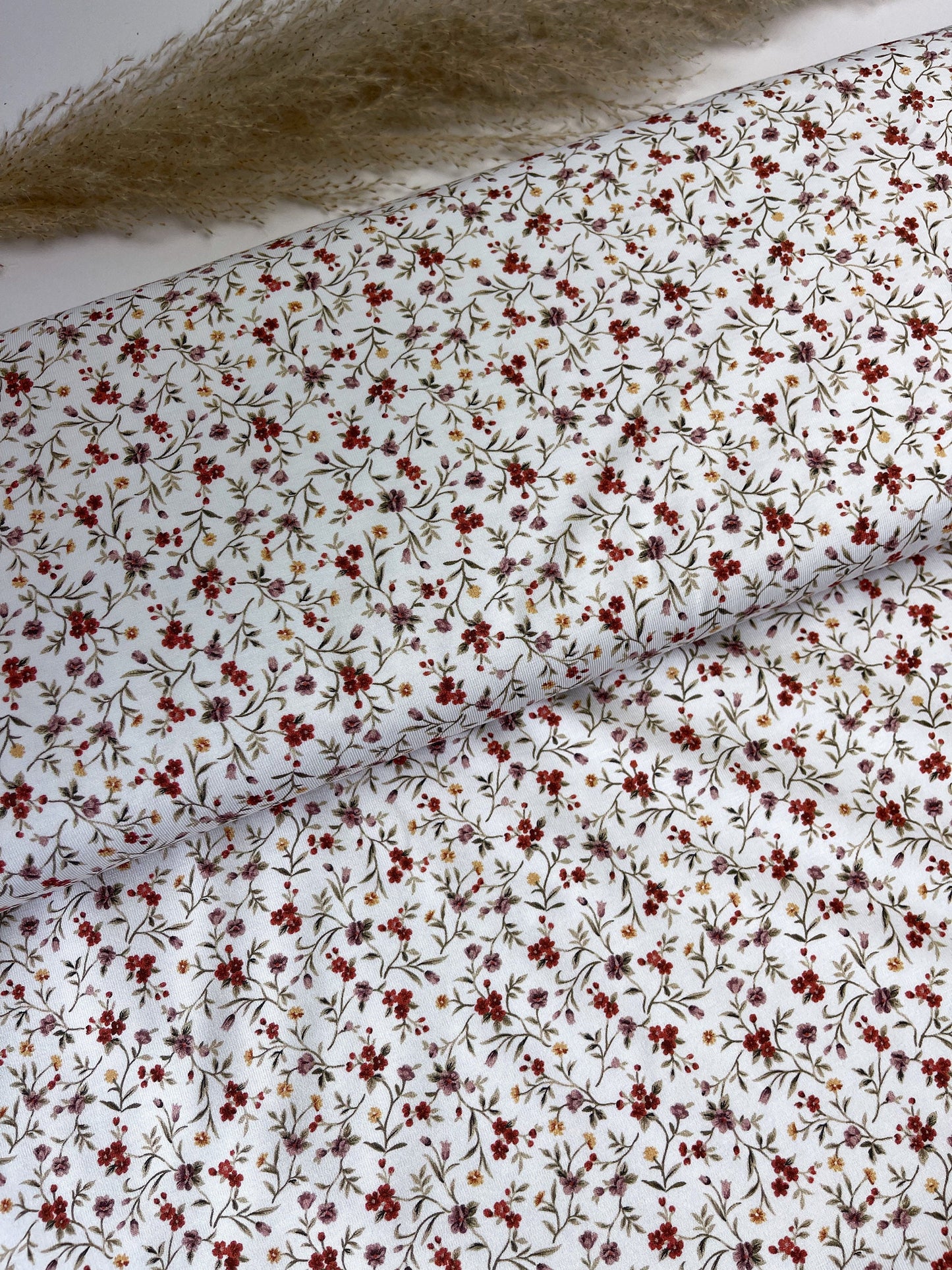 Jersey Stoff Streublümchen weiß rosa rot gelb  Flowers Baumwolljersey