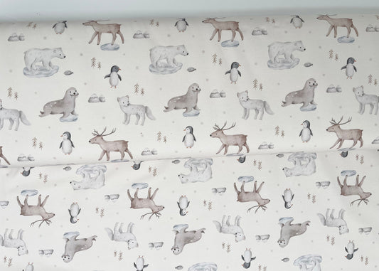 French Terry Arctic Animals Stoff Family Fabrics Winter Tiere