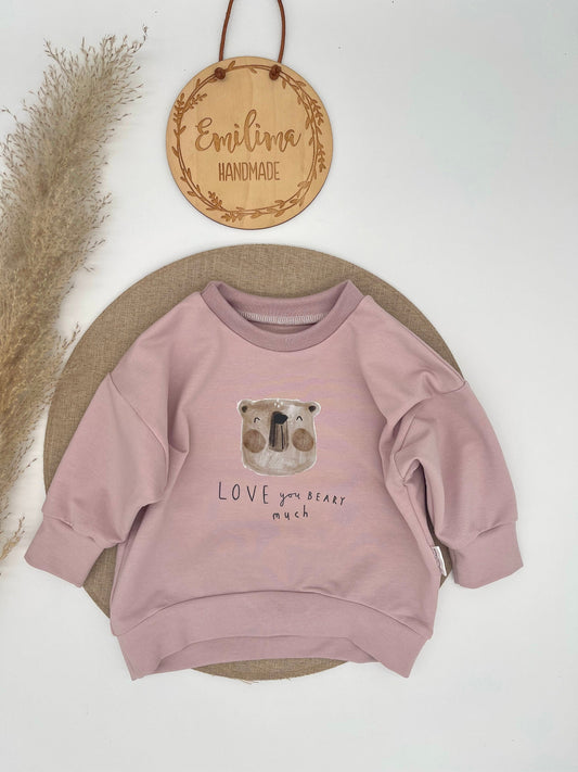 Oversize Sweater Beary Uni rosa Baby Kleinkind Bär Love