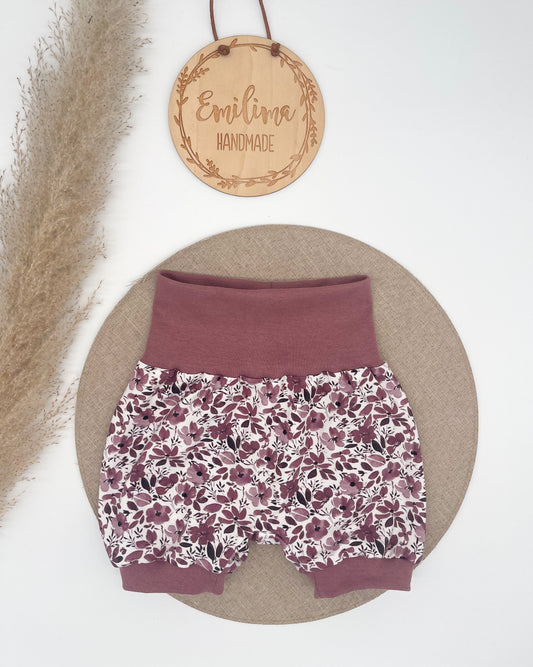 Kurze Pumphose / Shorts Baby Kind Mauve Blumen & Gräser altrosa Mädchen